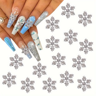 Cross-border new manicure snowflake series alloy jewelry Christmas white diamond snowflake jewelry wholesale