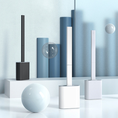 Xiangjia original Amazon best-selling soft plastic toilet brush wall-mounted detachable handle toilet cleaning brush set