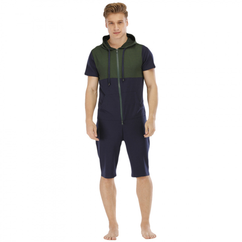 Dropshipping Amazon European and American Cross-Border Men's Spring and Summer Short-Sleeved Sweatshirts Jumpsuits Pajamas Home Clothes Sportswear