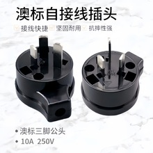 澳大利亚澳标新西兰阿根廷可拆式组装接线长三脚工业电源插头10A