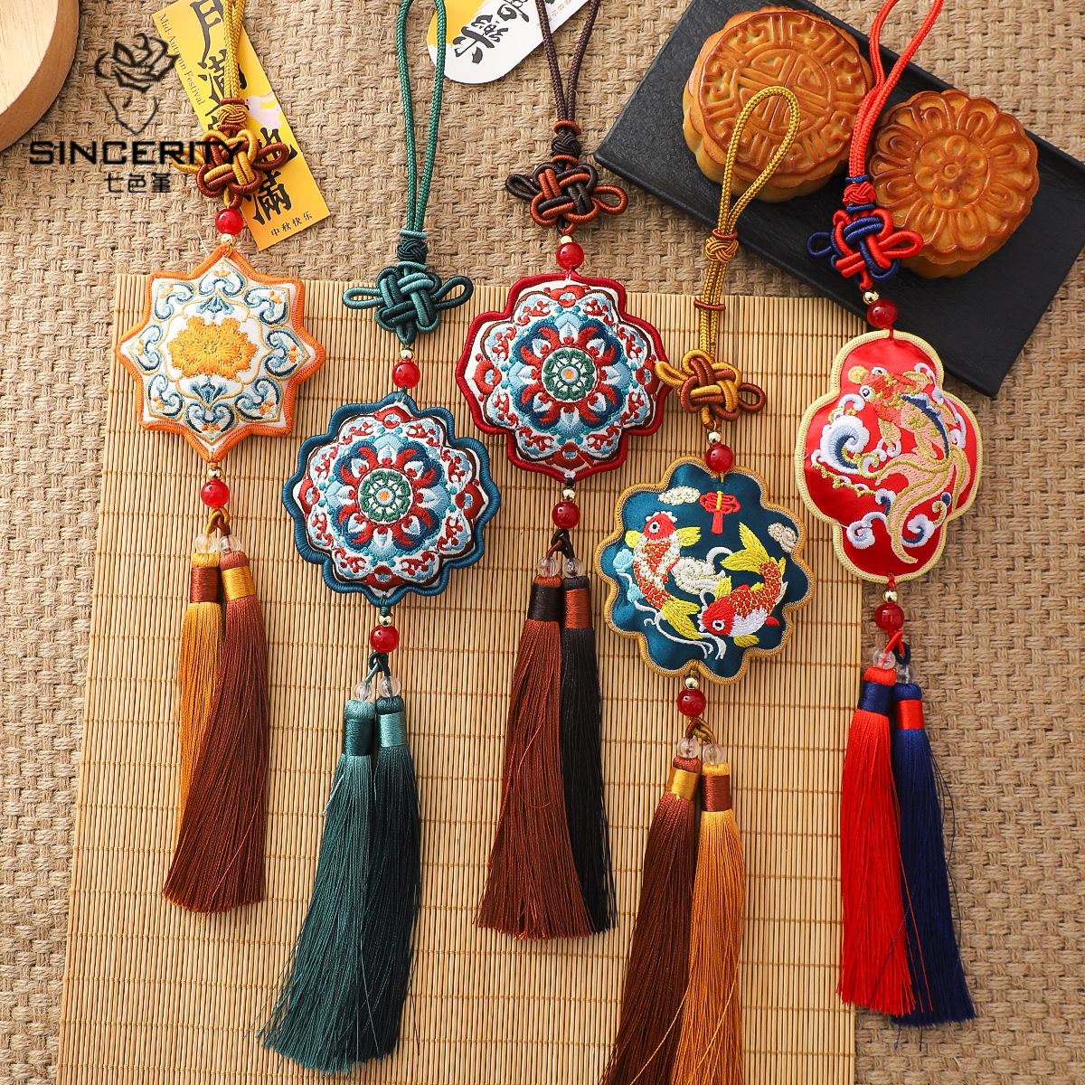 Nuevo bordado de siete colores cordier colgante de bordado decoración caja de regalo embalaje de flores DIY material de arte