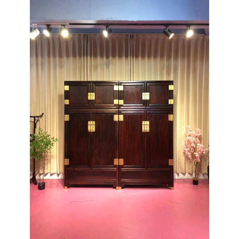 Laos Rosewood Cochin Rosewood Ming-Style Plain Top Chest Cabinet Bedroom Large Wardrobe Storage Cabinet
