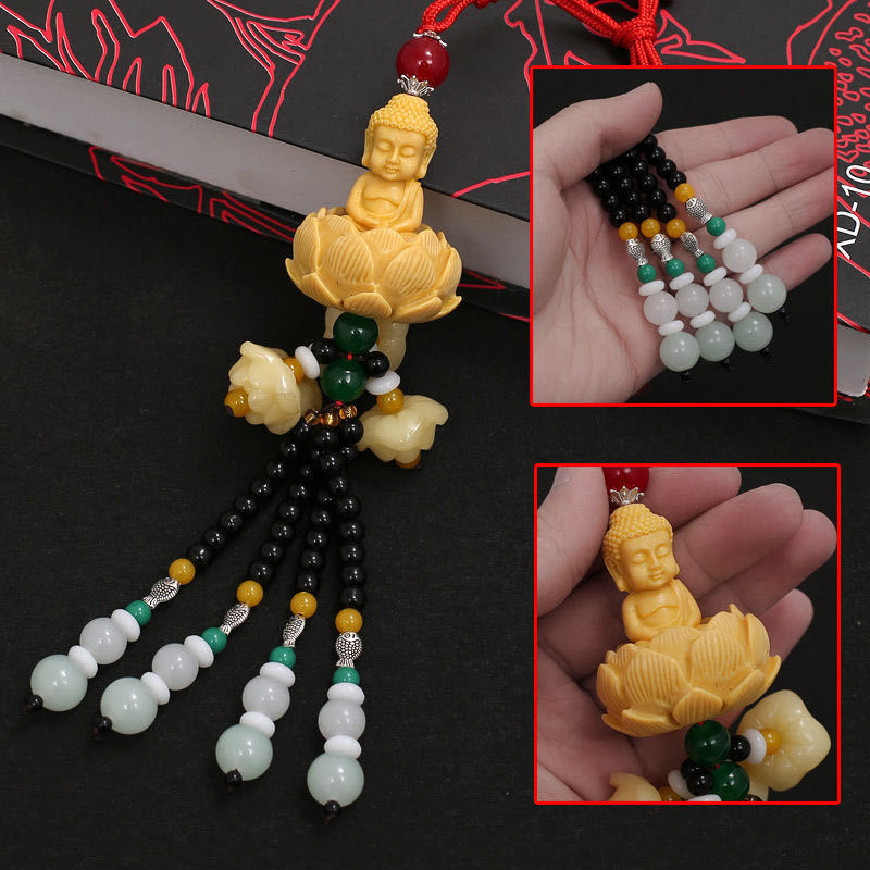 Peace Buddha Lotus Seat Car Pendant High-End Interior Decoration Rearview Mirror Peace Interior Car Hanging Ornament Pendant