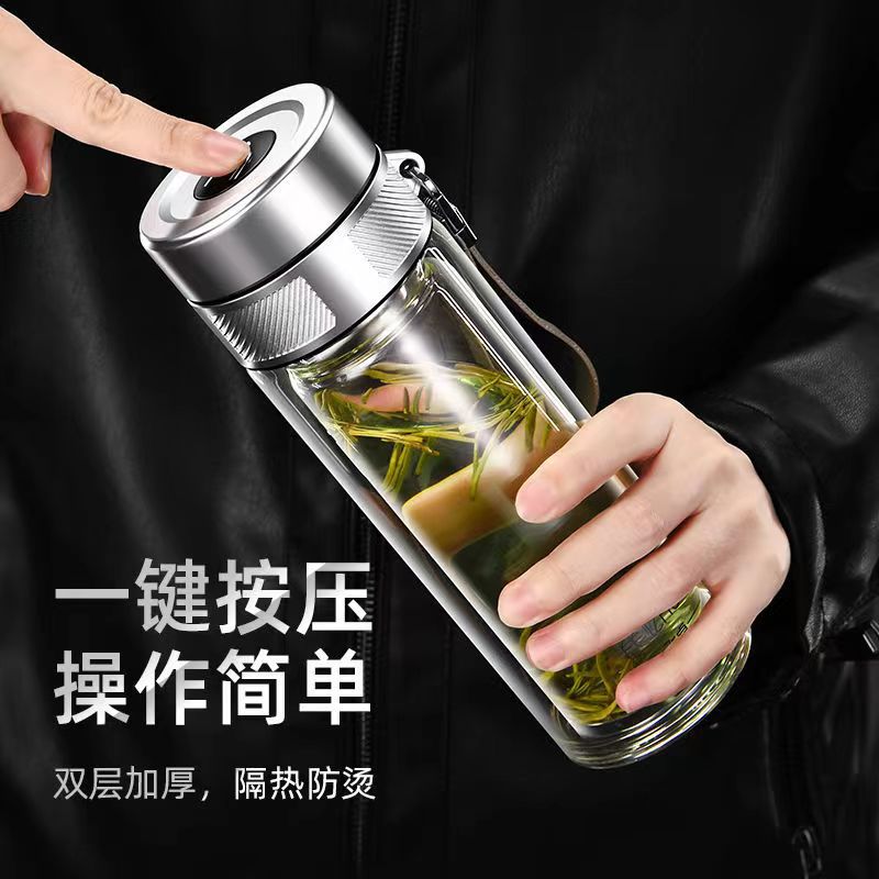 One-touch one-hand opening of thickened glass cup