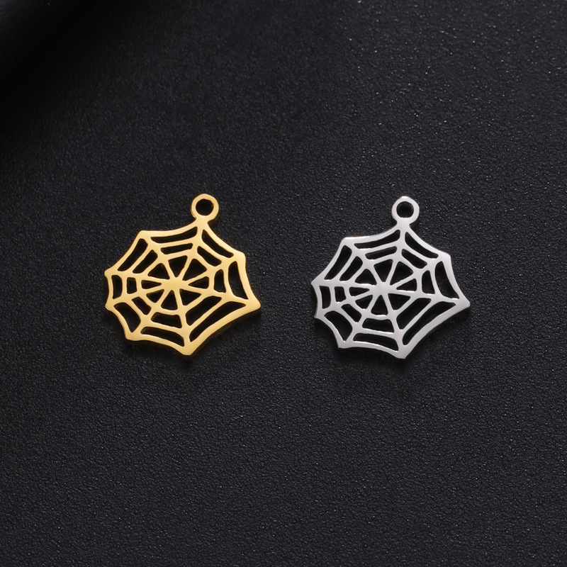 Stainless Steel Hollow Spider Web Small Pendant Handmade Jewelry Accessories Creative Fun DIY Bracelet Necklace Accessories