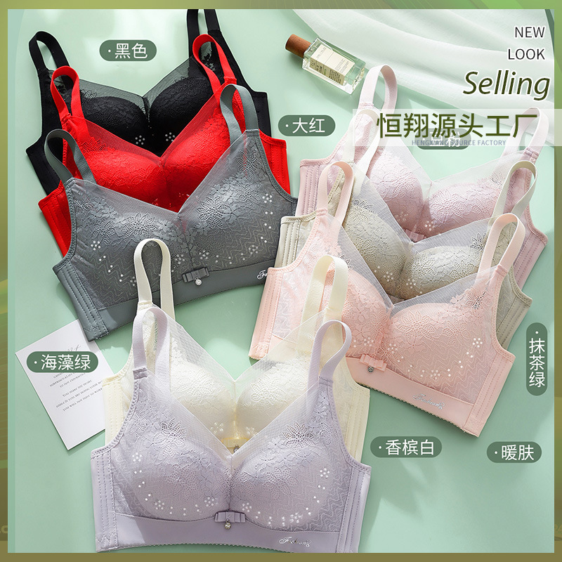 2628861#34-42 Size Perforated Breathable Warm Thin Cotton Refreshing Sexy Lace Push-up Bra New Underwear