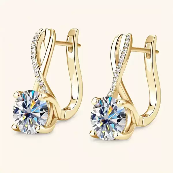 Cross-Border New Fashion Versatile Moissanite Earrings for Women, High-End Earrings Wholesale Ear Clips