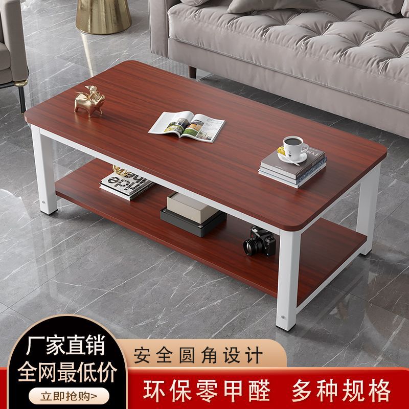 Mesa de centro, sala de estar de apartamento pequeño, mesa de té de mármol de imitación simple para el hogar, mesa de centro pequeña de madera de acero económica, una pieza al por mayor