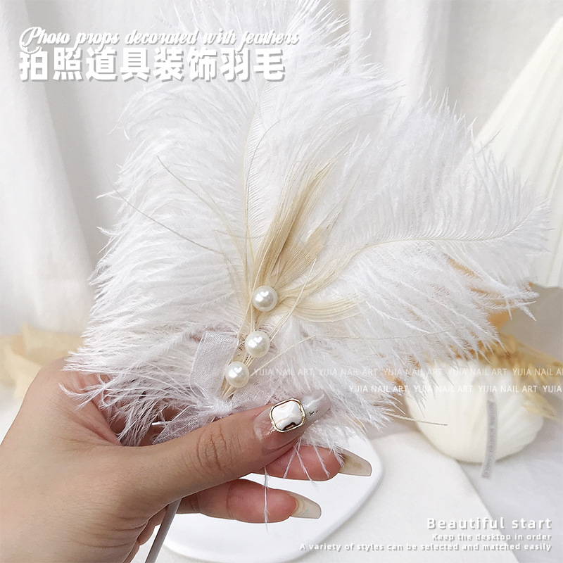 INS uñas accesorios de fotografía decoración de plumas perla con incrustaciones de mano tiro decoración Fondo Internet celebridad Nuevo