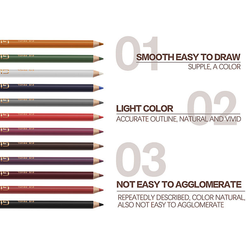 Nuevo 12-color ceja lápiz traje de color mezclado a juego Comercio exterior labio liner pluma fácil de color impermeable ceja lápiz maquillaje al por mayor