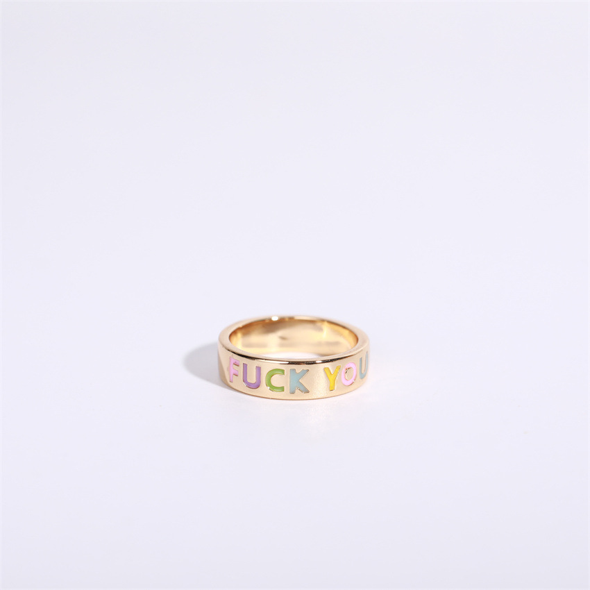 Wholesale Simple Style Letter Brass 14K Gold Plated Rings display picture 1