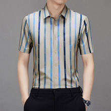 男士短袖2024夏季新款韩版时尚休闲男青年短袖翻领宽松衬衫