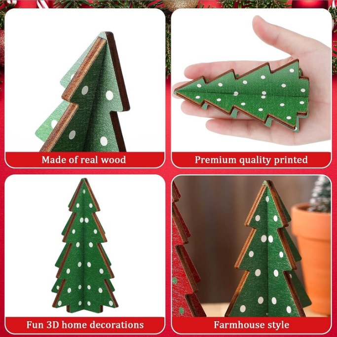 Árbol de Navidad adornos DIY madera artesanía punto Navidad colgante creativo hogar Decoración decoraciones