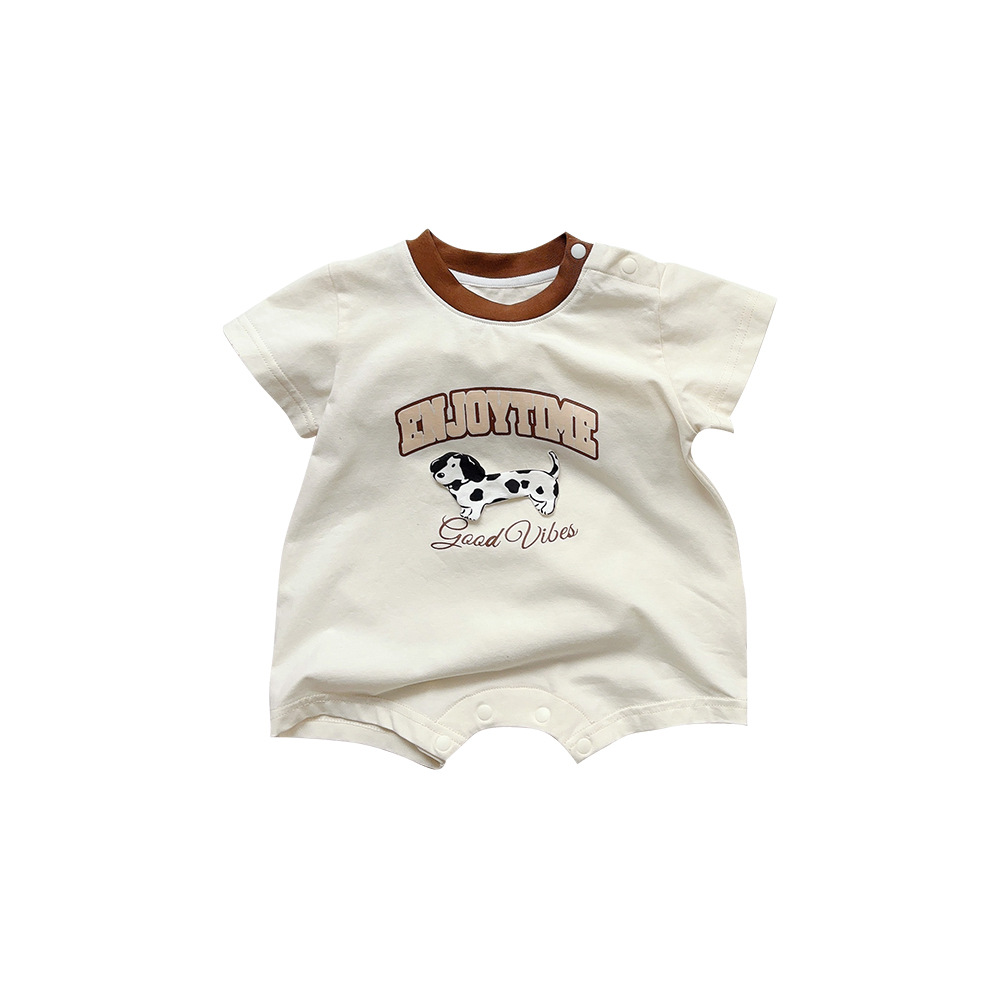 Ropa de bebé 2024 verano 0-2 años niño bebé de dibujos animados casual de manga corta mameluco de una pieza traje de escalada traje de salida 1