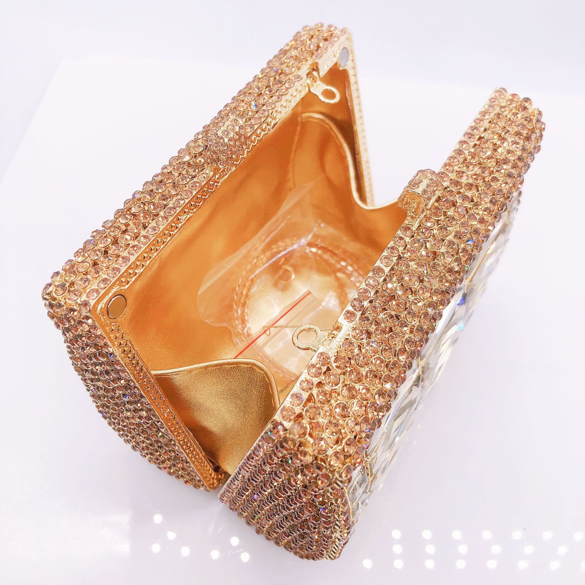 Bolsa de cena de diamantes brillante al por mayor bolsa de banquete bolso de diamantes bolso de mano atmósfera un oro azul verde rojo