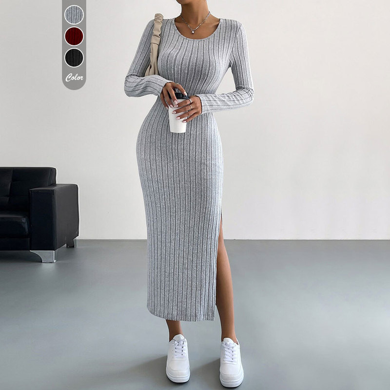 2026 Amazon Commuting Simple Style Dress Spring/Summer Slim Fit Split Hem Bodycon Midi Dress for Petite Figures with a High-End Feel 2026 Amazon Commuting Simple Style Dress Spring/Summer Slim Fit Split Hem Bodycon Midi Dress for Petite Figures with a High-End Feel