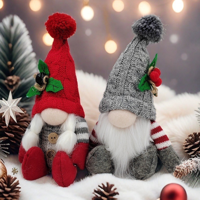 クリスマスの装飾品ルドルフの顔のない人形のぬいぐるみの置物クリスマスの毛玉のニットの老人の人形のぬいぐるみ|undefined