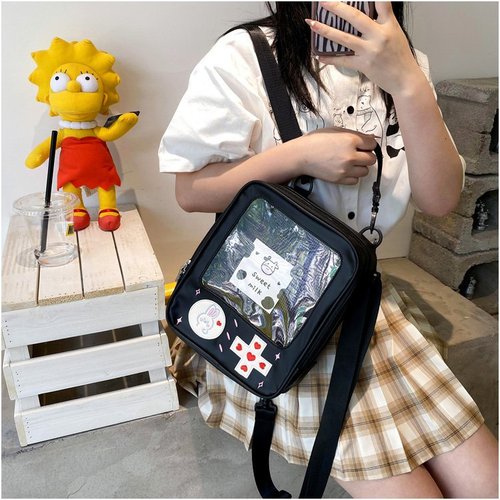 Japanese creative funny personality cute cute cartoon soft girl student game machine transparent pu backpack soft girl school bag