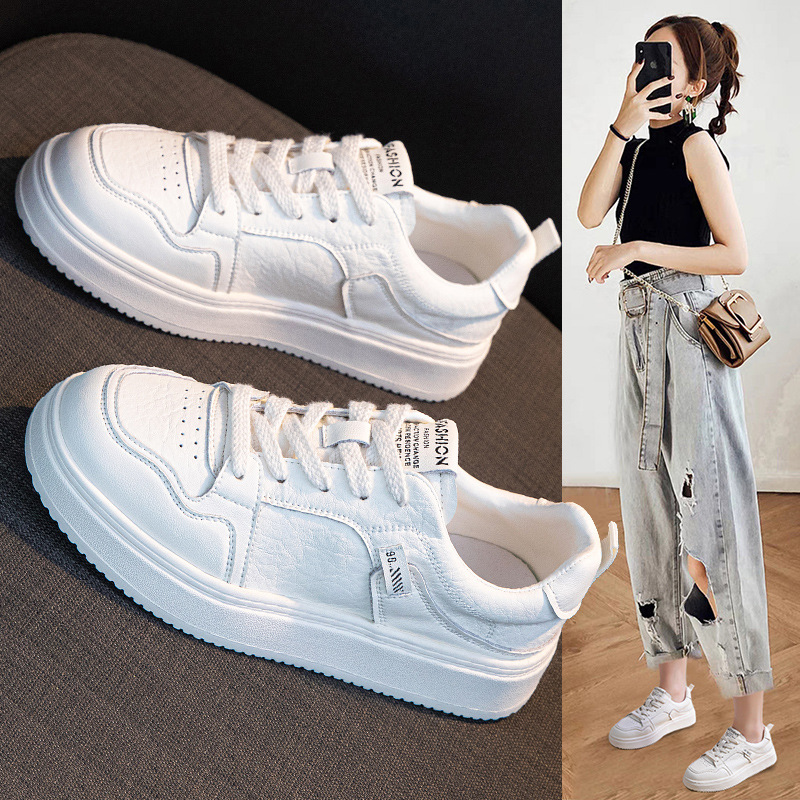 Thick-Soled White Shoes for Women 2026 New Spring Hot Style Versatile Genuine Leather Breathable Sports Casual Sneakers Small Size White Shoes Thick-Soled White Shoes for Women 2026 New Spring Hot Style Versatile Genuine Leather Breathable Sports Casual Sneakers Small Size White Shoes