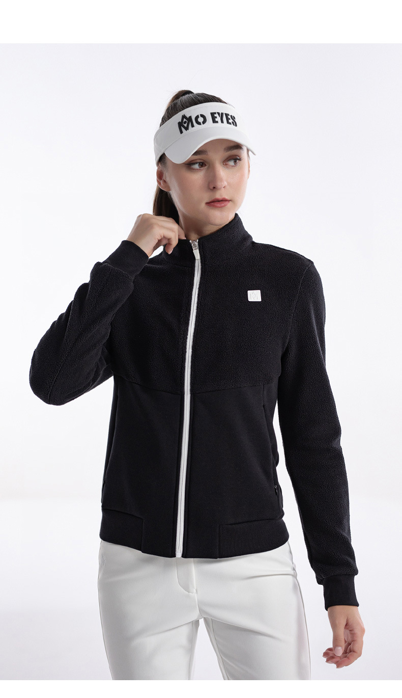 Áo khoác nữ vải nhung cực ấm phối màu thể thao golf mùa thu đông — M23KUZ014-Quần Trắng, M23YF024-Áo khoác trắng (Lông cừu cực), M23YF024-Áo khoác đen (Lông cừu cực), M23KUZ014-quần đen chi tiết 11