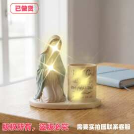 跨境爆款树脂摆件人物雕像桌面装饰带笔筒办公室现代简约