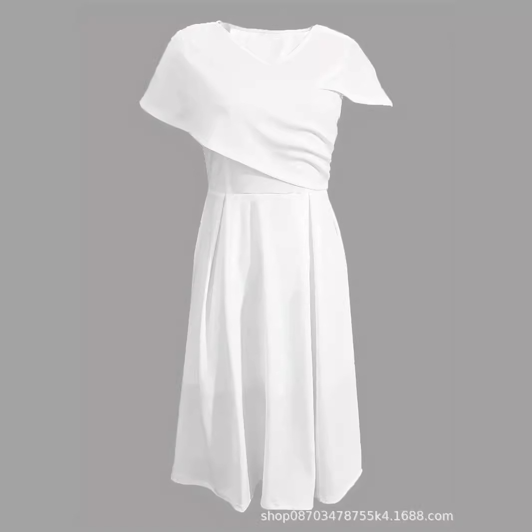 Autumn long white evening dress