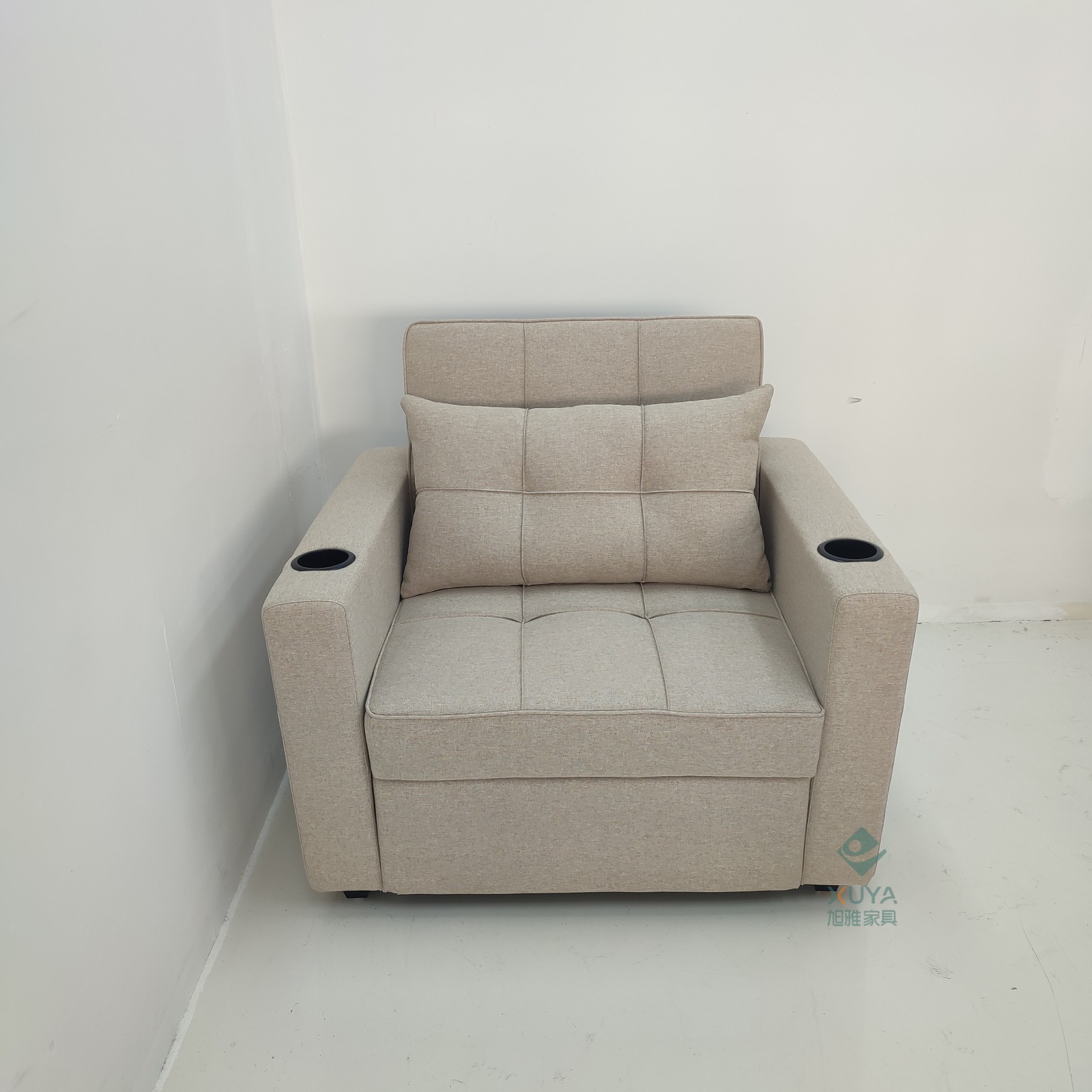 Sofá cama de cuero multifuncional para una persona, sala de estar, oficina, almuerzo, artefacto mágico con portatazas, sofá cama de cine privado