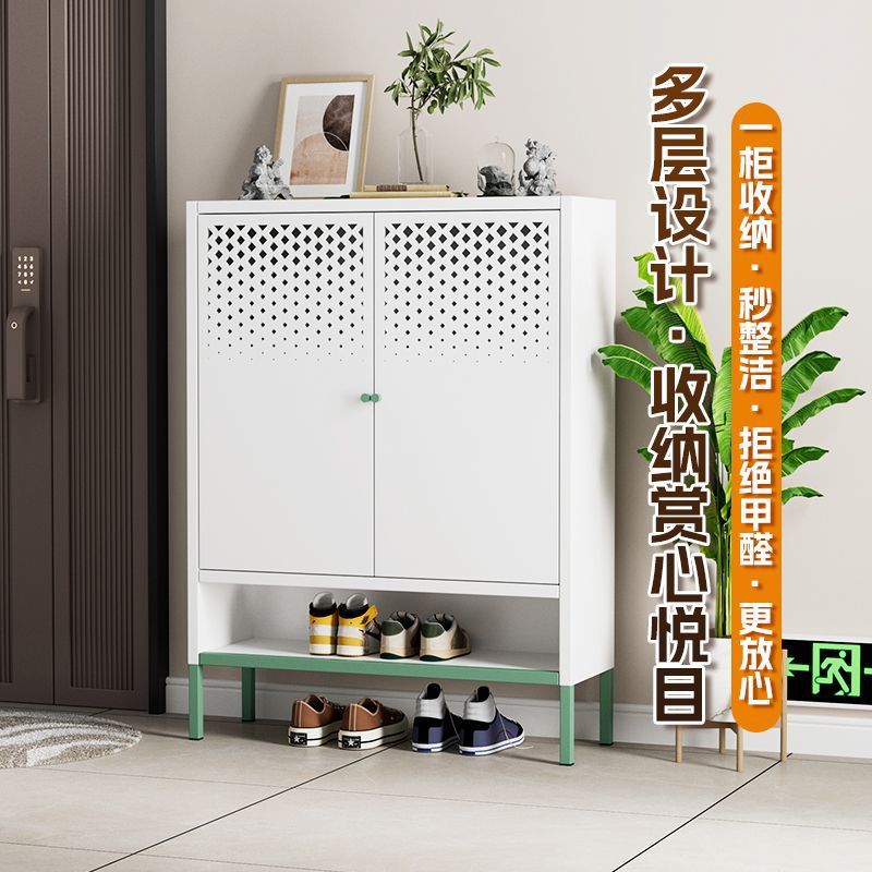 入门新款巨厚家居玄关门口铁艺鞋架磁吸储藏柜收纳阳台钢制鞋架