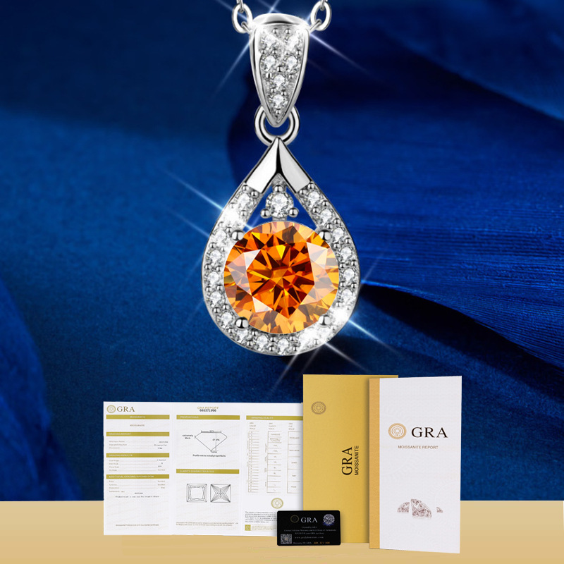 오렌지 모이사나이트 목걸이