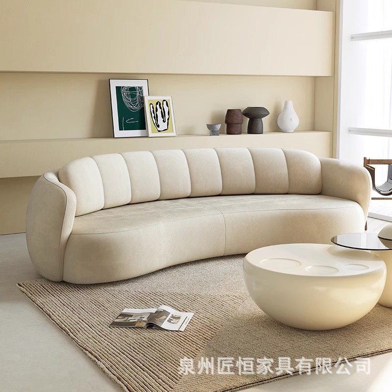 Nordic cream style fabric sofa light luxury minimalist arc Home modern minimalist hotel reception leisure sofa chair