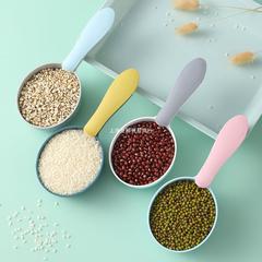 多機能スプーンキッチン小麦粉米粉スプーン家庭用プラスチック長柄クリップ付きペット食糧スプーン量スプーン