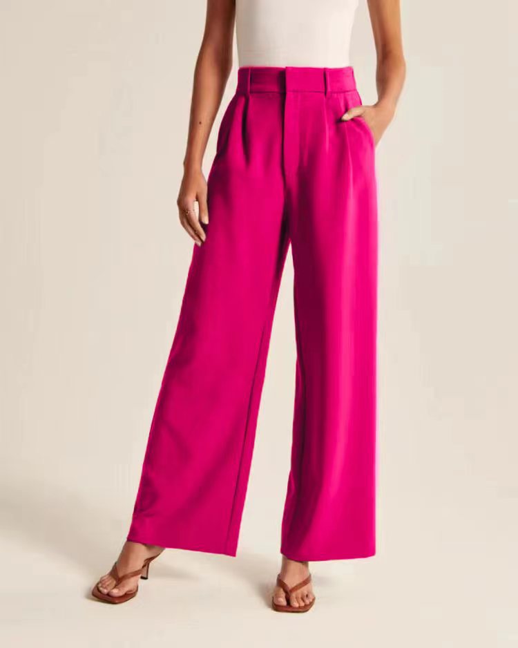 High-Waisted Wide-Leg Dress Pants For Women – Stretchy Office Trousers With Side Pockets, Flowy & Tailored_ecoleips.com