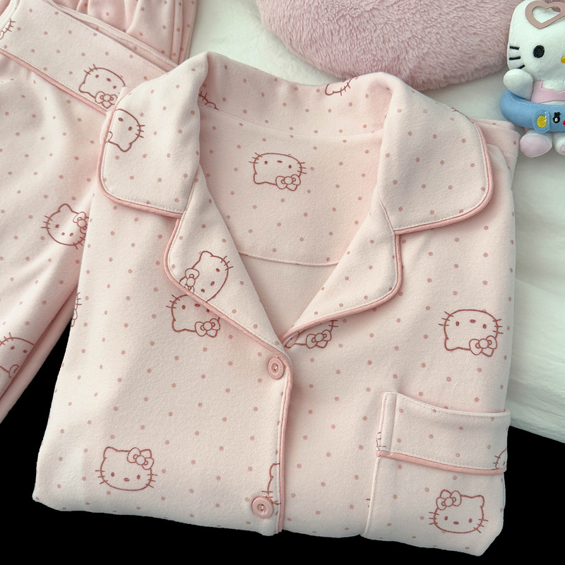 Hellokitty Pajamas Women's Autumn and Winter 2025 New Coral Velvet Brushed Velvet Fleece-Lined Thickeneded Home Clothes