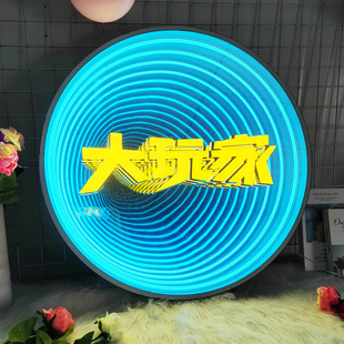 Melaleuca mirror LED stainless steel door head infinite abyss sign outdoor neon three-dimensional luminous word Billboard