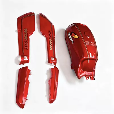 Fuel tank: Honda WIN100 Eagle 100, thickened - red-fuel-tank-with-large-side-covers