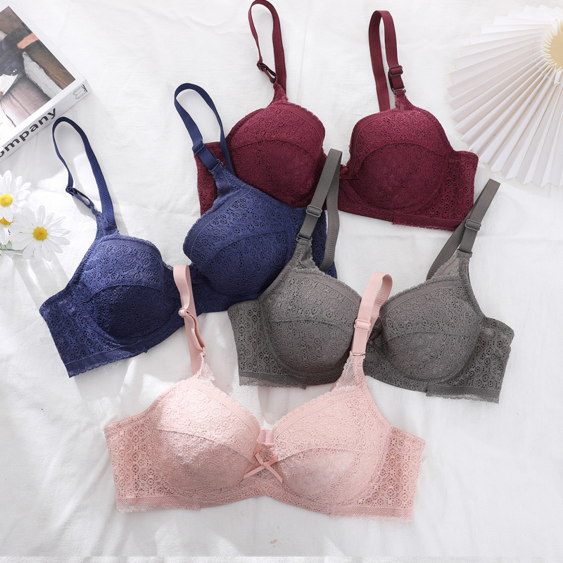 Shantou sujetador de encaje sexy sin esponja ultra delgada ropa interior transpirable y cómoda ajustable para mujeres sujetador anti-caída