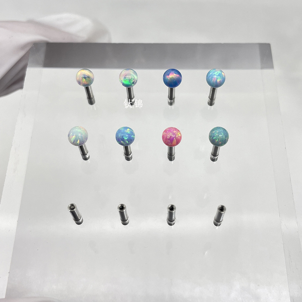 Astmf 136チタン合金極光オーストラリア宝キャンディー色ゼリーオーストラリア宝欧泊舌釘耳釘唇釘穿刺アクセサリー