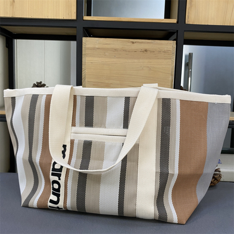 Lotte Export Japanese and Korean Style Mar Straw Woven Bag Casual Shopping Bag Tote Tote Bag Color Striped Lotte Export Japanese and Korean Style Mar Straw Woven Bag Casual Shopping Bag Tote Tote Bag Color Striped