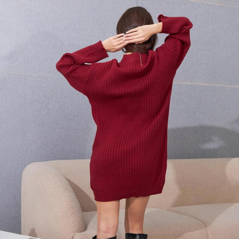 2024 otoño nuevo estilo europeo y americano Amazon transfronterizo explosión de ropa de mujer de color sólido de cuello en V de viento relajado suéter universal casual image 4