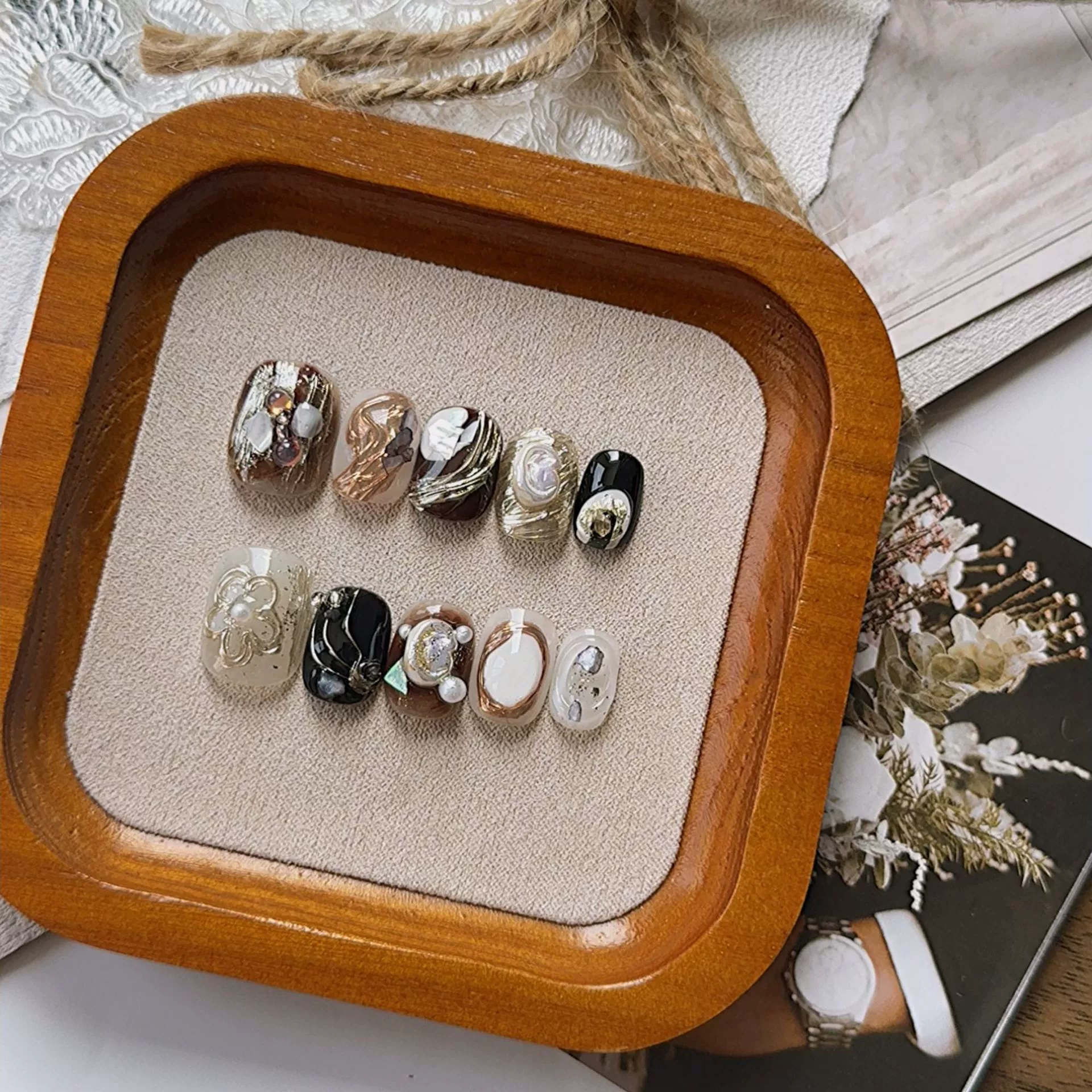 Ниша ins ветер ручной работы Одежда Оптовая легкая роскошь и тяжелая промышленность барочный жемчужный маникюр накладные ногти короткие ногти