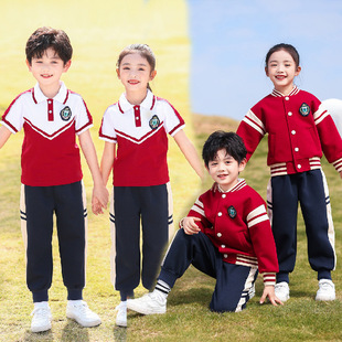 Kindergarten garden clothes summer Children's Day performance clothes college style Primary School student sports class clothes spring and autumn red school uniform