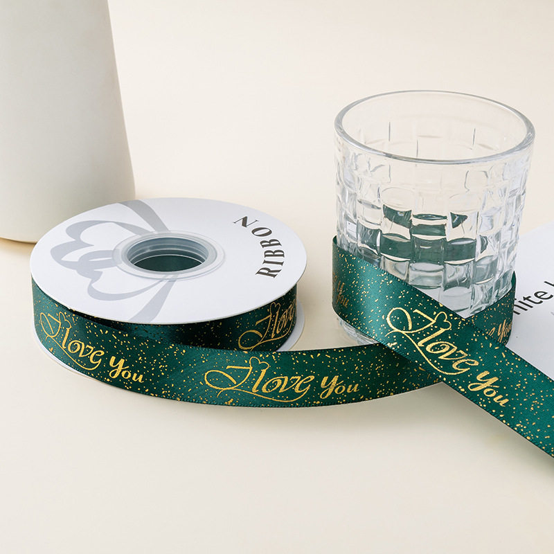 Estampado de oro amor cinta cinta de seda regalo embalaje regalo colorido pastel decoración cinta accesorios cinta de arco
