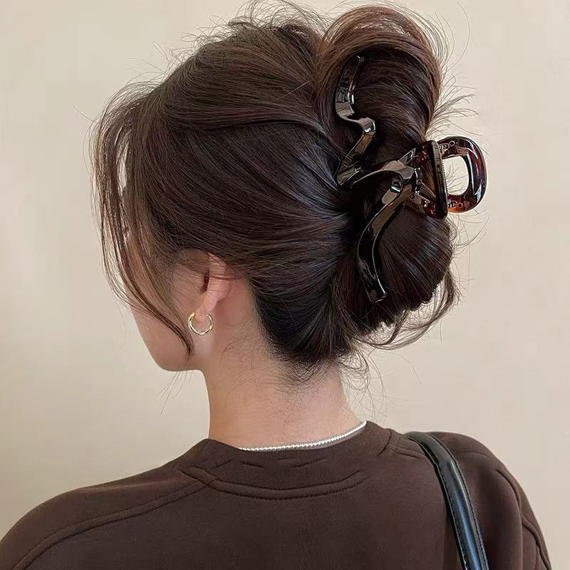 Acrylic Wave Clip for Women 2025 New High-End Hair Clip Large Hair Volume Shark Clip Back of Head Clip