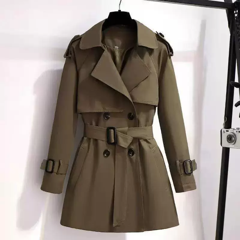 Демисезонное trench coat, жакет, британский стиль, плюс сайз, для подростков, облегающий