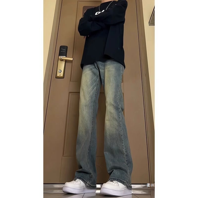 Vintage Blue Jeans for Men, Summer Style, Tall Fit, Slightly Flared, Drapey Straight-Leg, Earthy Yellow, American Vibe Pants Vintage Blue Jeans for Men, Summer Style, Tall Fit, Slightly Flared, Drapey Straight-Leg, Earthy Yellow, American Vibe Pants