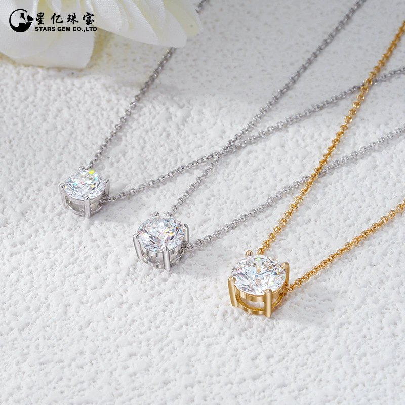 Золотое колье с подвеской из искусственного бриллианта 18K, синтетический бриллиант, ювелирное изделие для женщин, классический дизайн в виде головы быка.