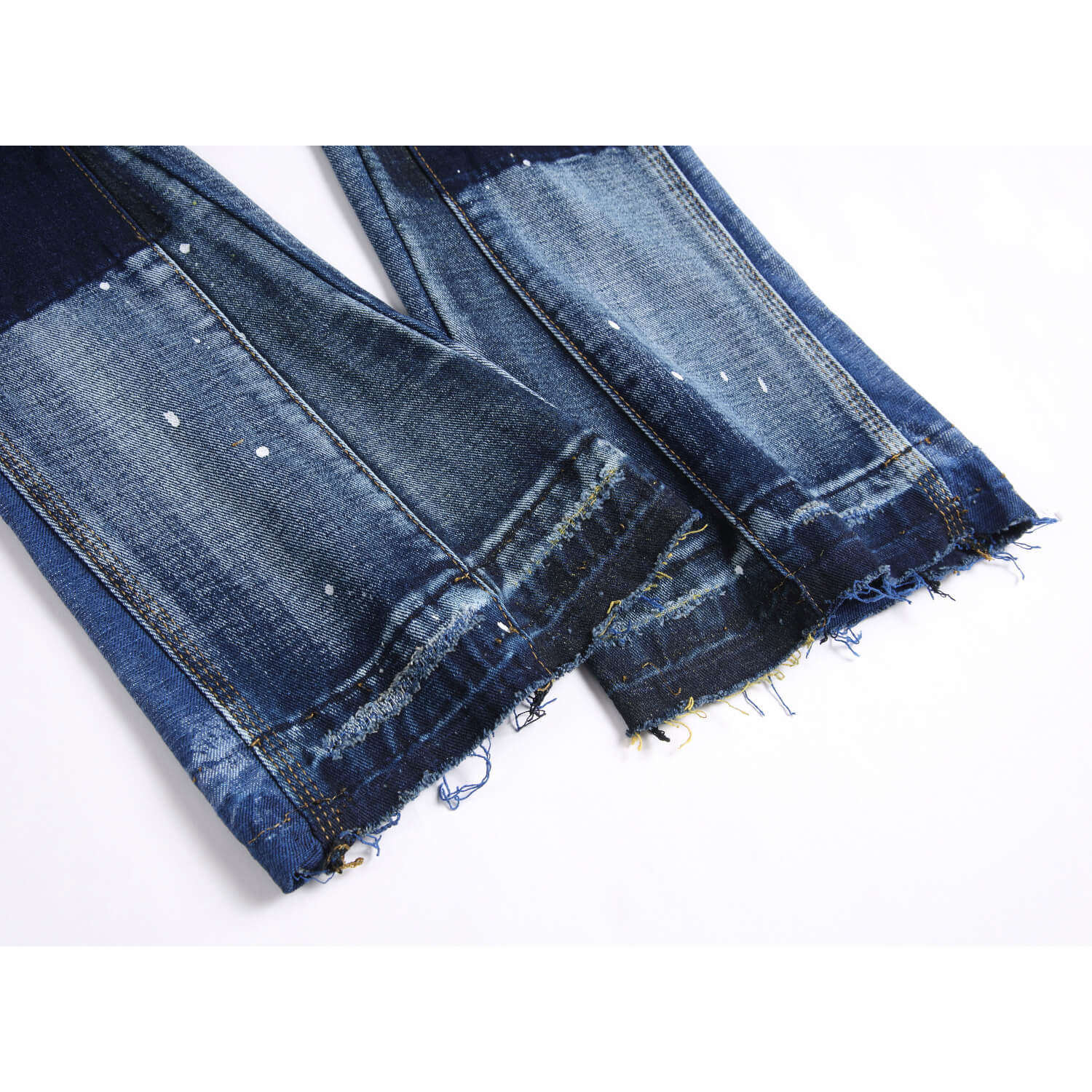 Men's Clothing punk blue multi pocket stitching loose non elastic straight tube micro flared men's jeans trend 3666_voghion.com