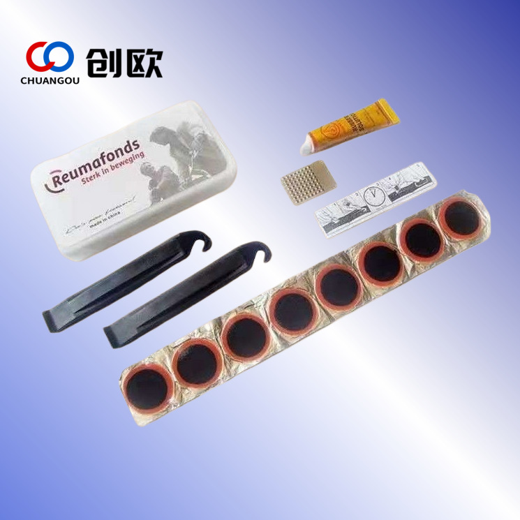 Parche de neumáticos de bicicleta pegamento herramienta de montar traje de película caja de plástico palanca herramienta de reparación de neumáticos