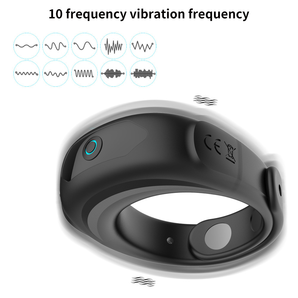 10-Frequency Vibrating Ring with Watch-Lock Design, Magnetic USB Charging, Silicone-ABS Body — detail image 8