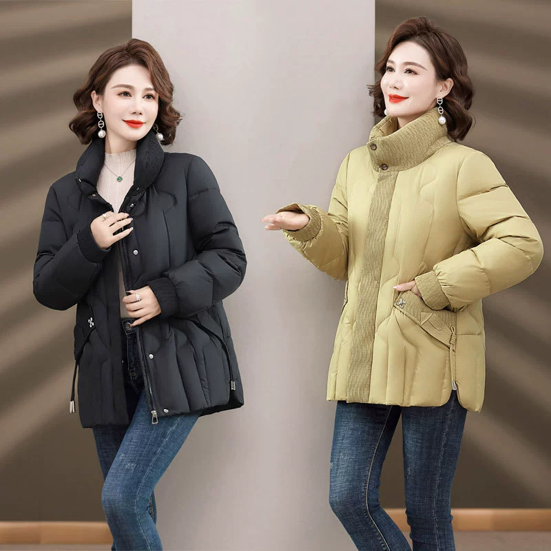 Материнская зимняя белая куртка на утином пуху, свободная короткая куртка в западном стиле с хлопковой подкладкой, новая зимняя утепленная куртка с хлопковой подкладкой 2023 года